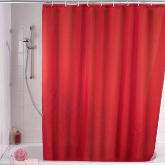 Duschvorhang Wenko Uni - Anti-Schimmel-Effekt - rot - 180 x 200 cm - Top-Produkte: Wäschekörbe, WC-Deckel, WC-Bürsten, Duschbrausen & mehr - Top-Marken: Spirella, Sanilo, Kleine Wolke, Hansgrohe, Geberit, Diaqua, Laufen & Co. - Fehr Badshop Schweiz